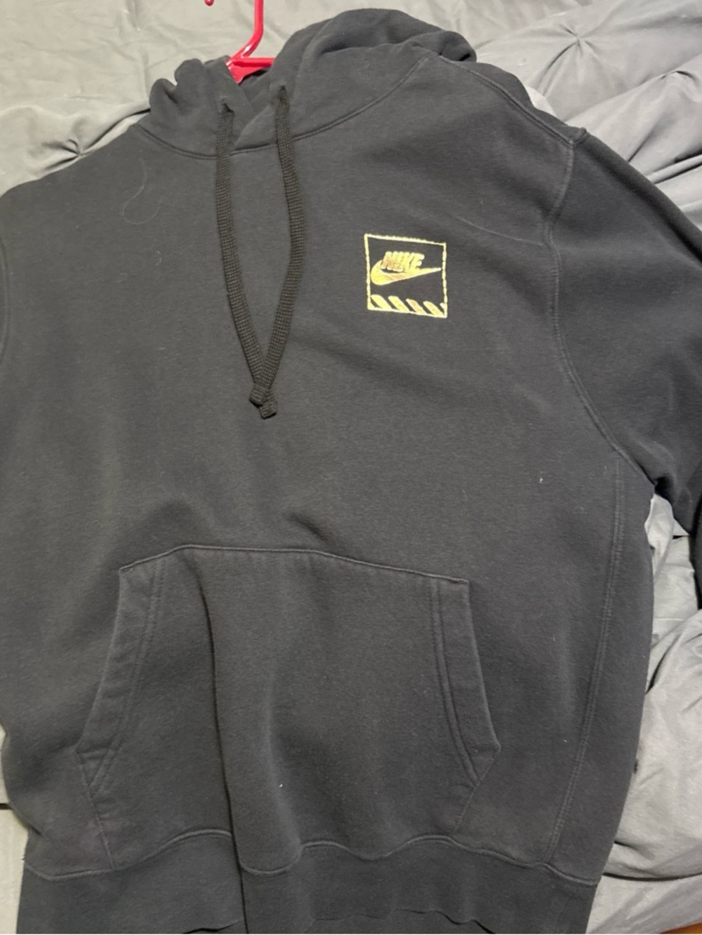 Nike Black Pullover Hoodie with Yellow Chest Patch